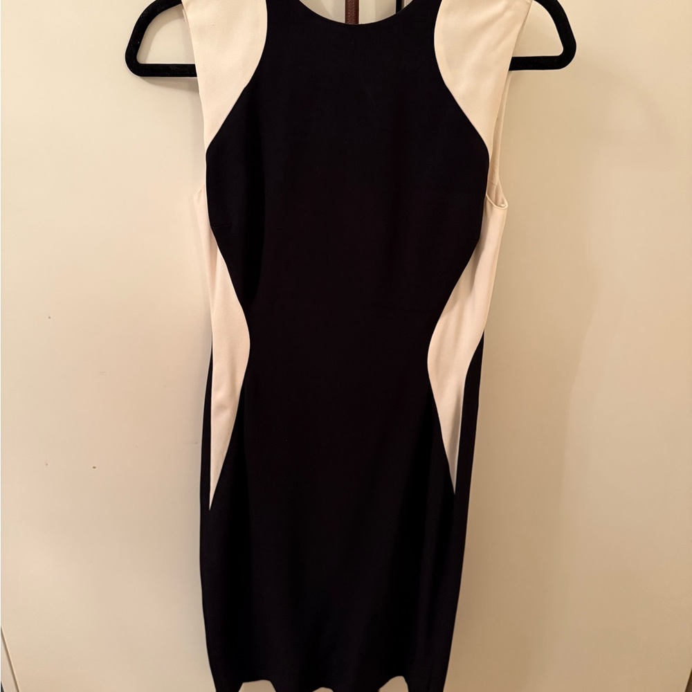 Stella McCartney Black and Cream Midi Dress (size 4)